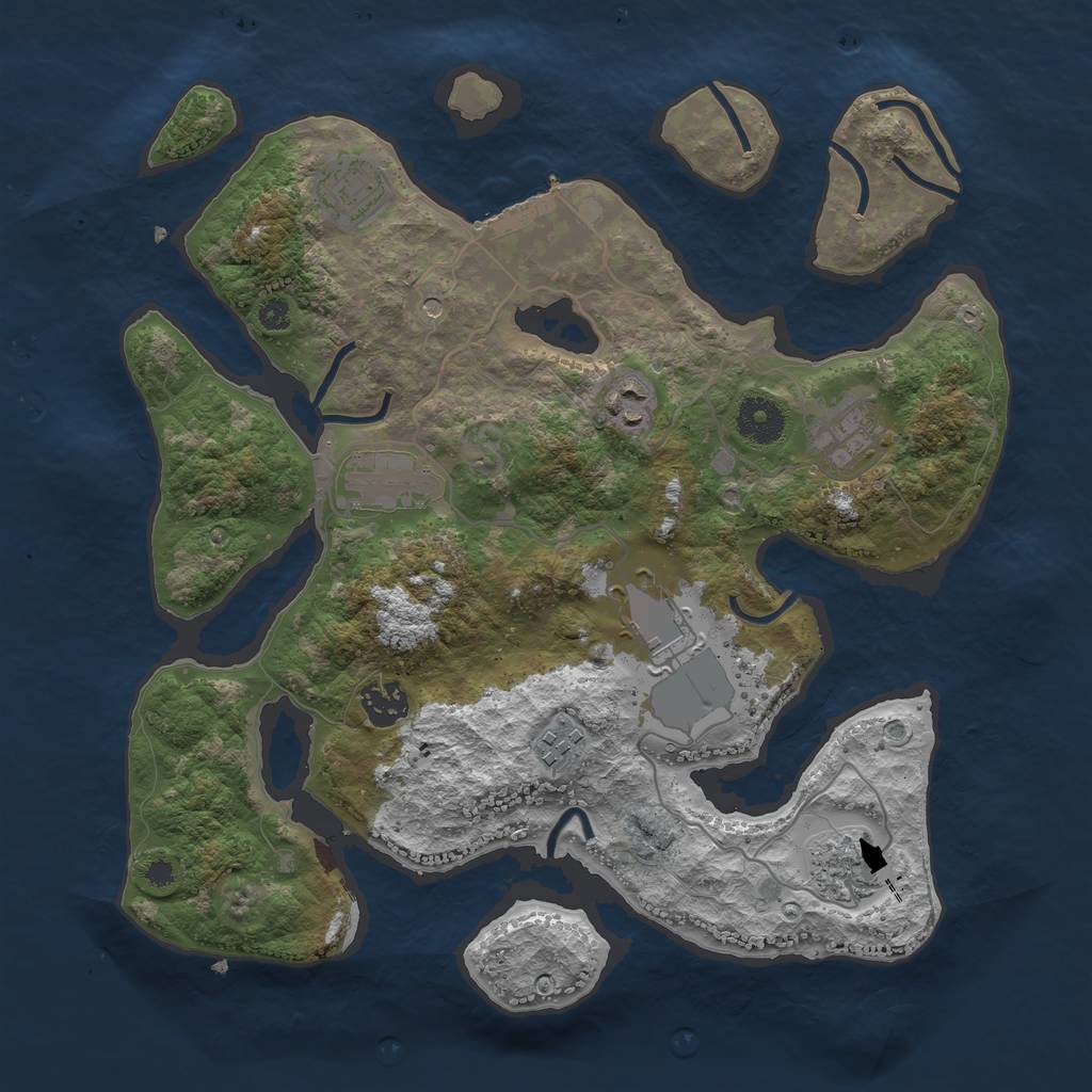 Rust Map: Procedural Map, Size: 3500, Seed: 9123, 12 Monuments