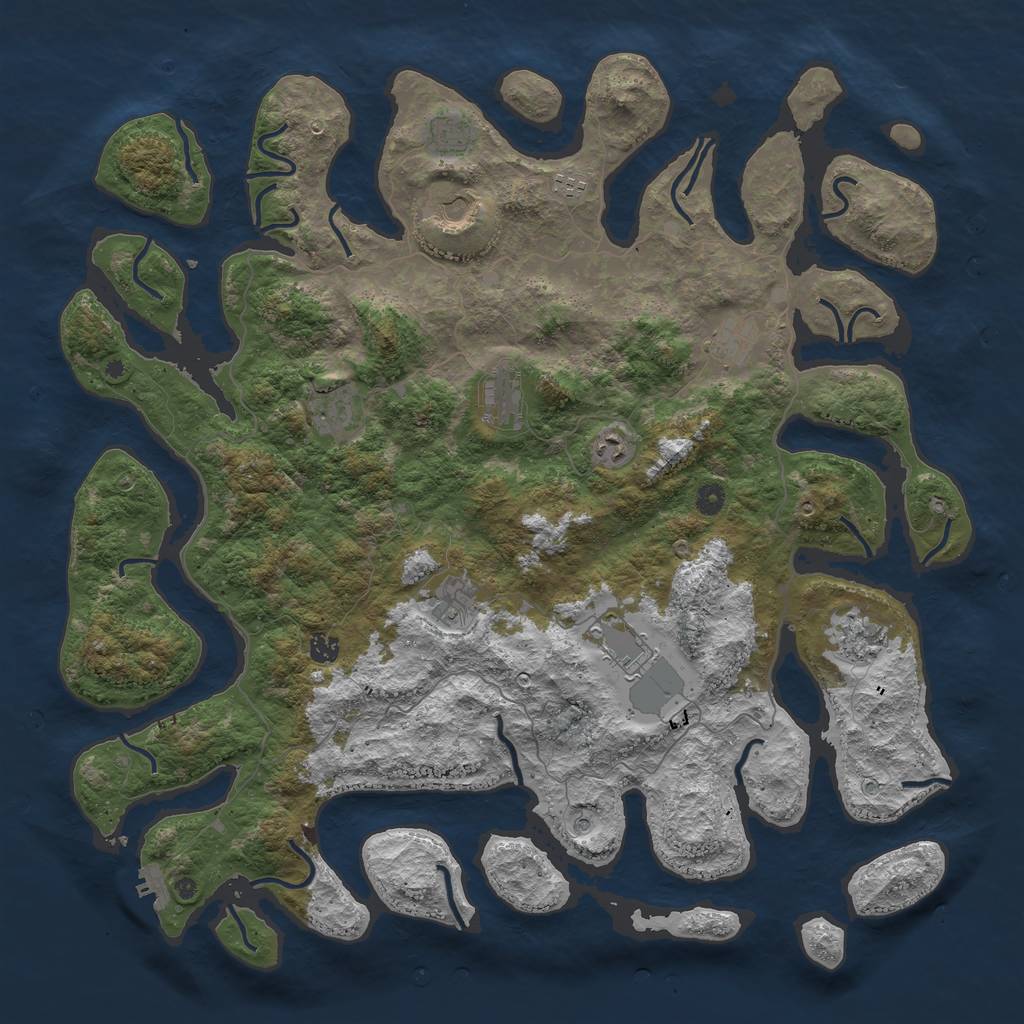 Rust Map: Procedural Map, Size: 4950, Seed: 987654321, 15 Monuments