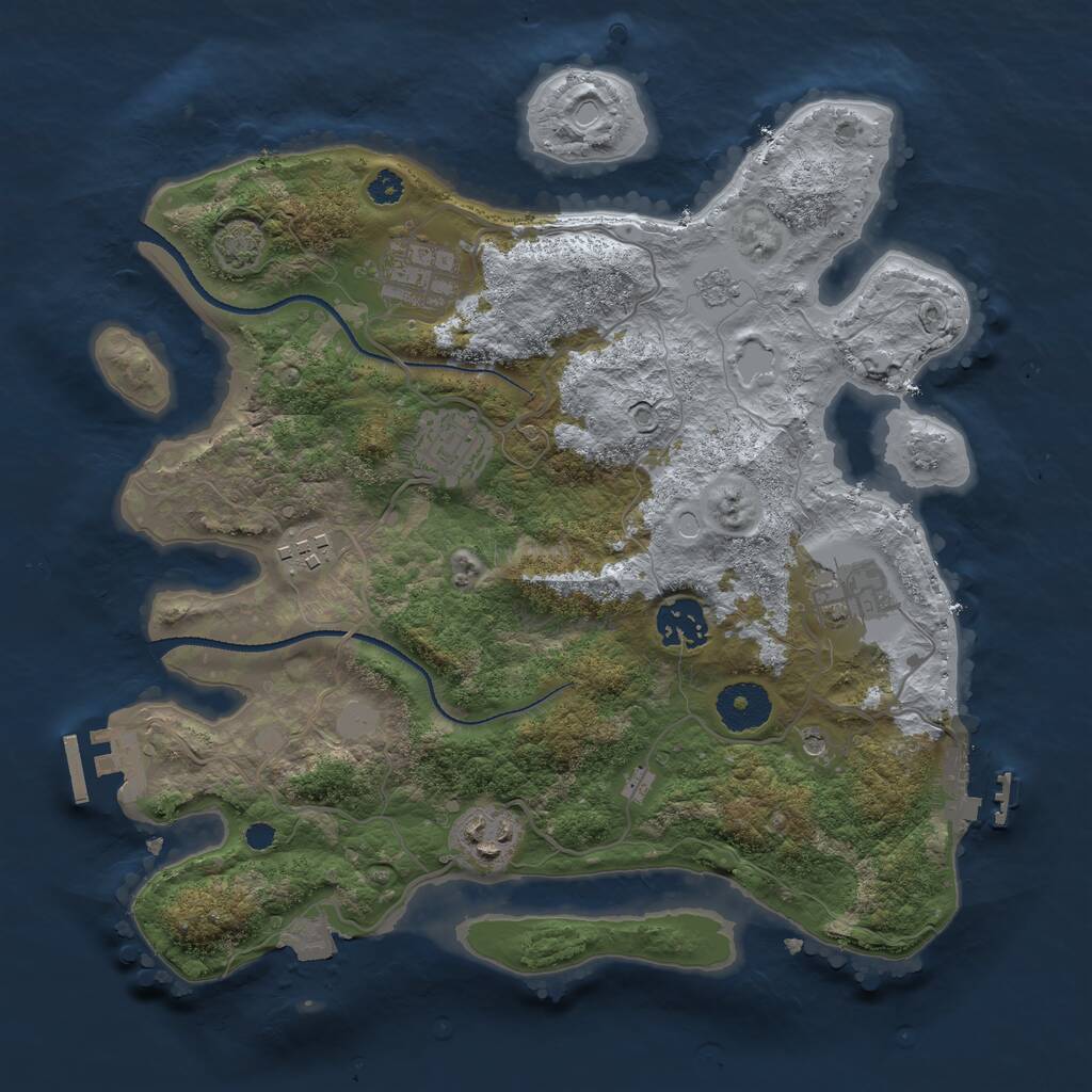 Rust Map: Procedural Map, Size: 3200, Seed: 1685462320, 12 Monuments
