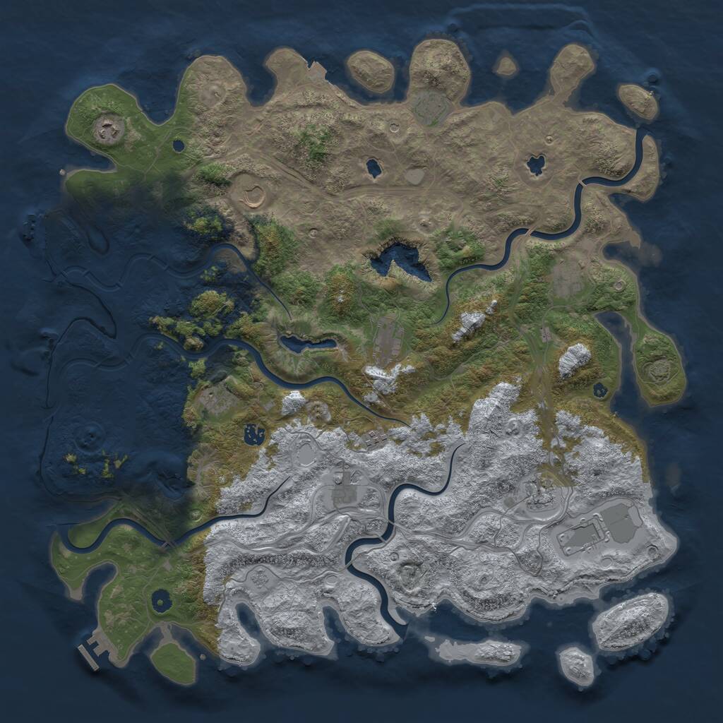 Rust Map: Procedural Map, Size: 4990, Seed: 987654321, 17 Monuments
