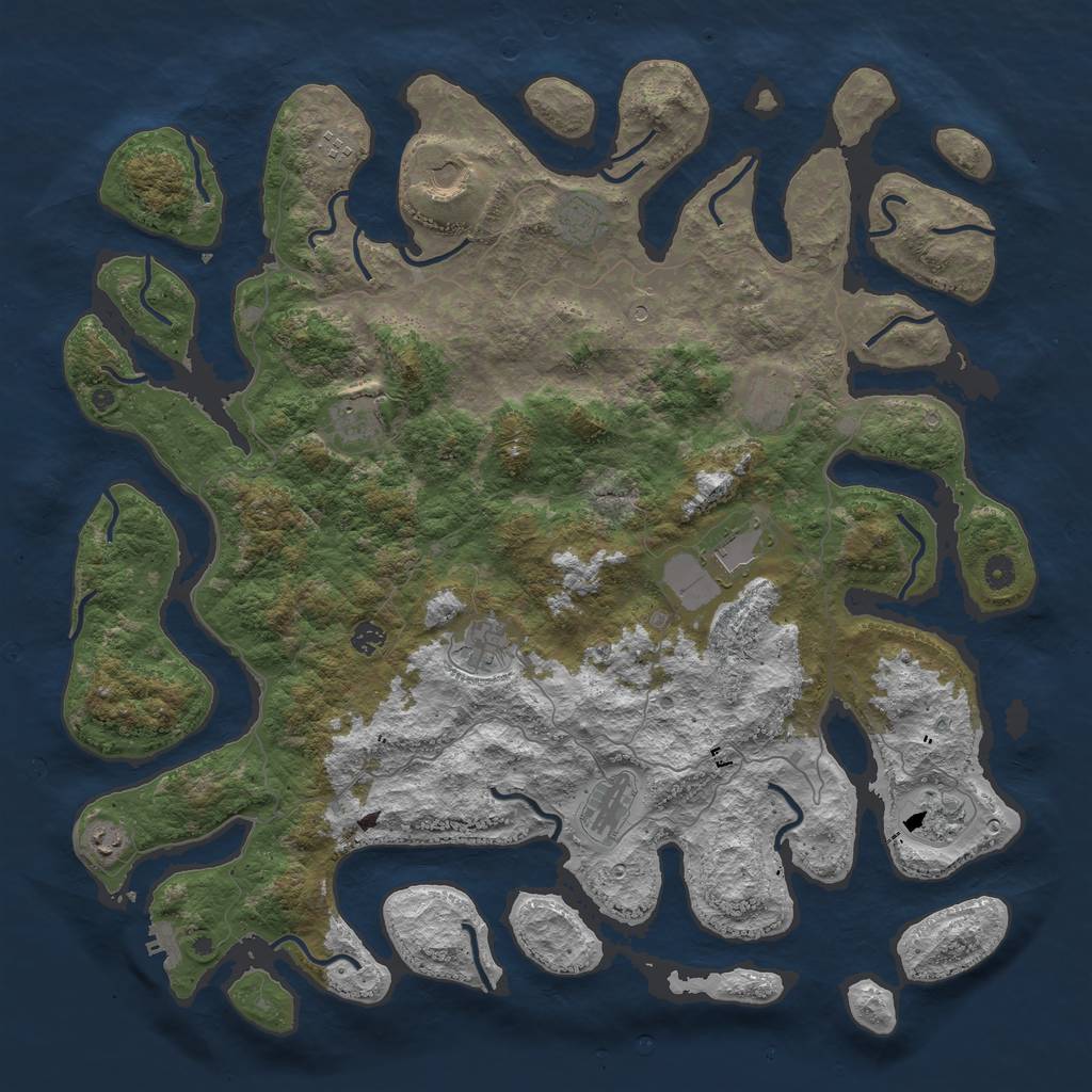 Rust Map: Procedural Map, Size: 4990, Seed: 987654321, 15 Monuments