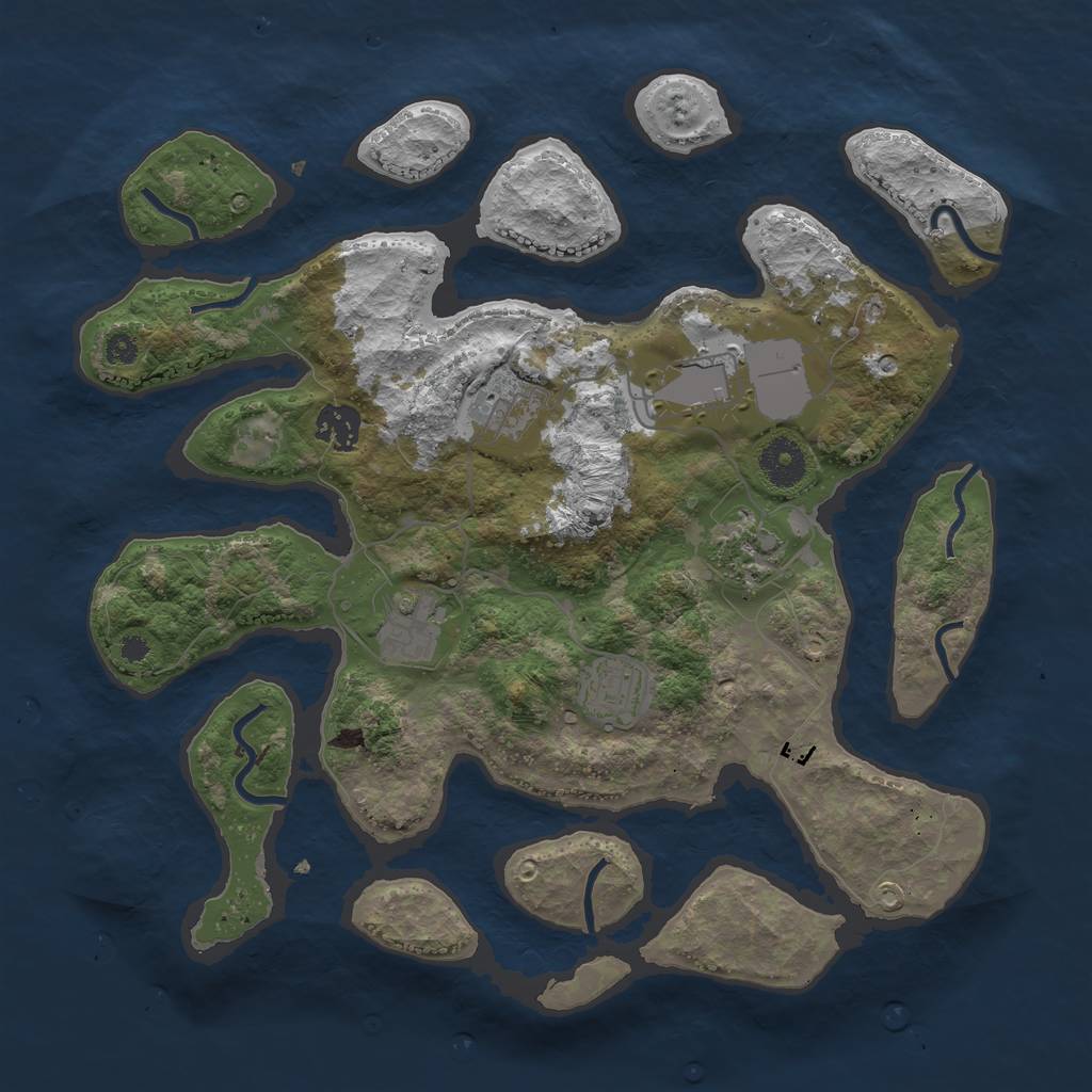 Rust Map: Procedural Map, Size: 3500, Seed: 1712191834, 8 Monuments