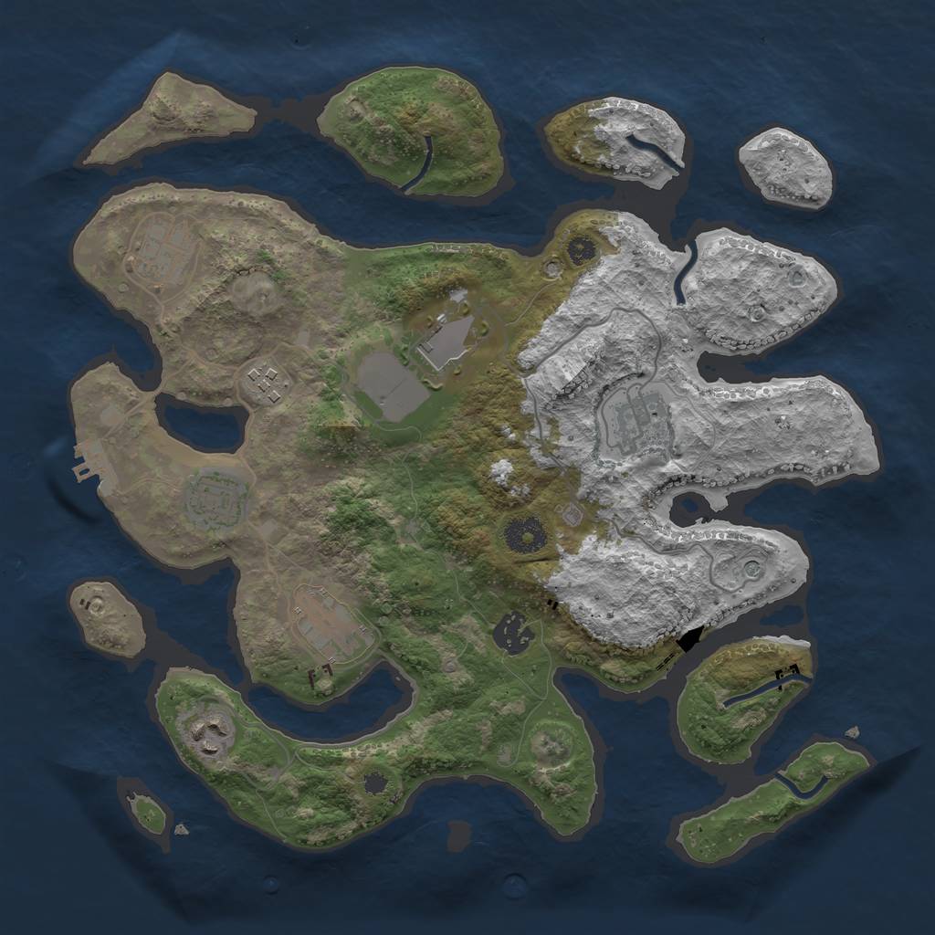 Rust Map: Procedural Map, Size: 3500, Seed: 103639741, 12 Monuments