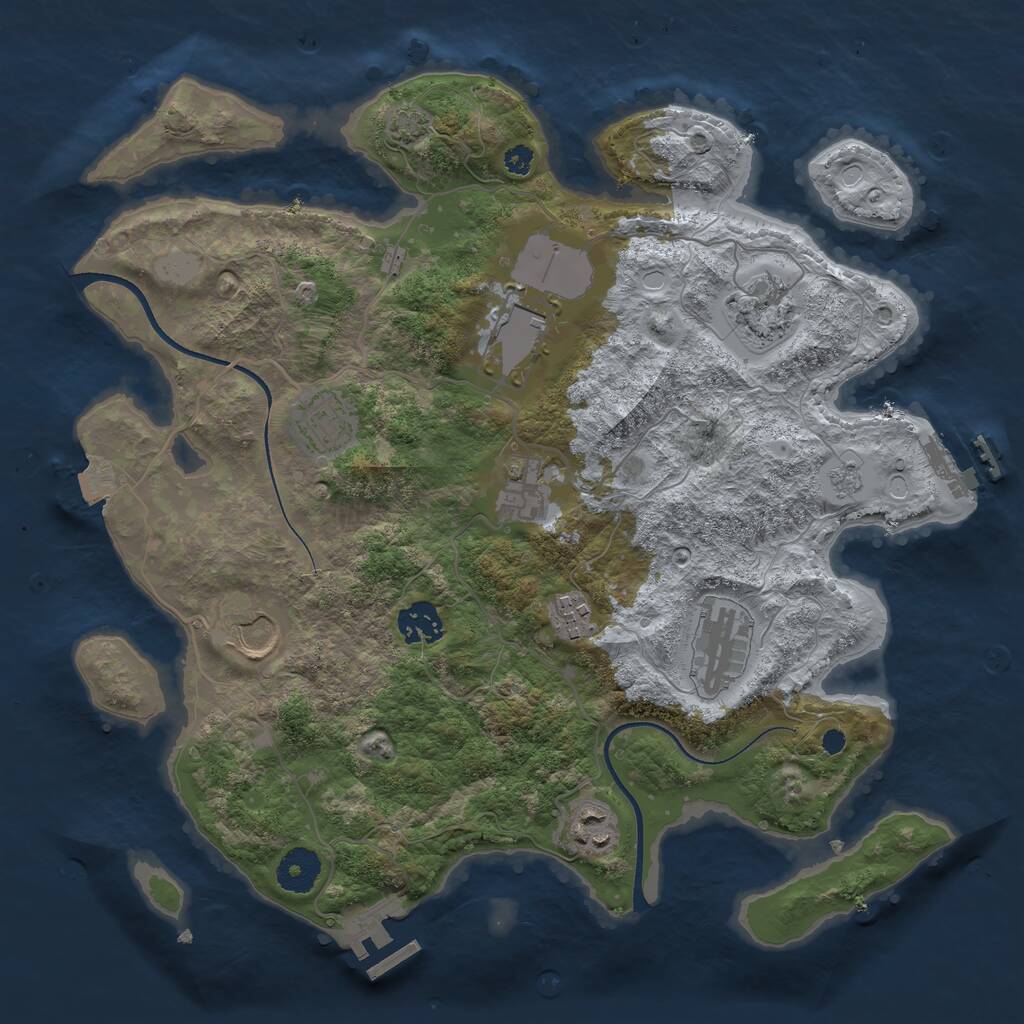 Rust Map: Procedural Map, Size: 3500, Seed: 103639741, 14 Monuments