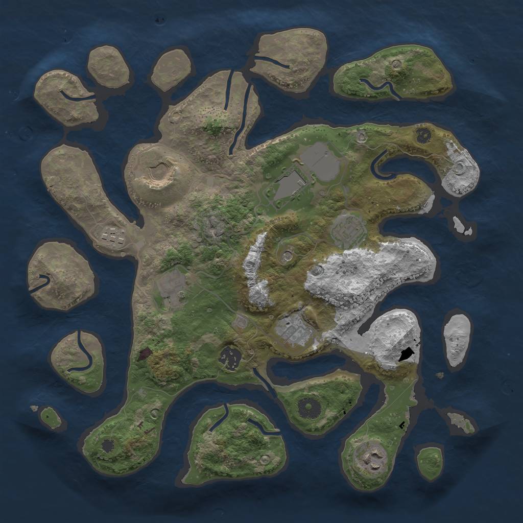 Rust Map: Procedural Map, Size: 3500, Seed: 1357063038, 11 Monuments