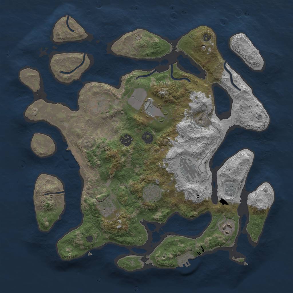 Rust Map: Procedural Map, Size: 3700, Seed: 37337, 12 Monuments