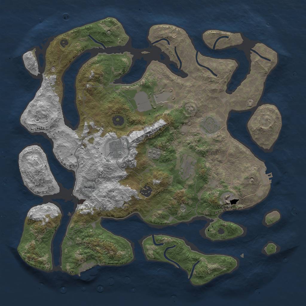 Rust Map: Procedural Map, Size: 4000, Seed: 1187516885, 12 Monuments