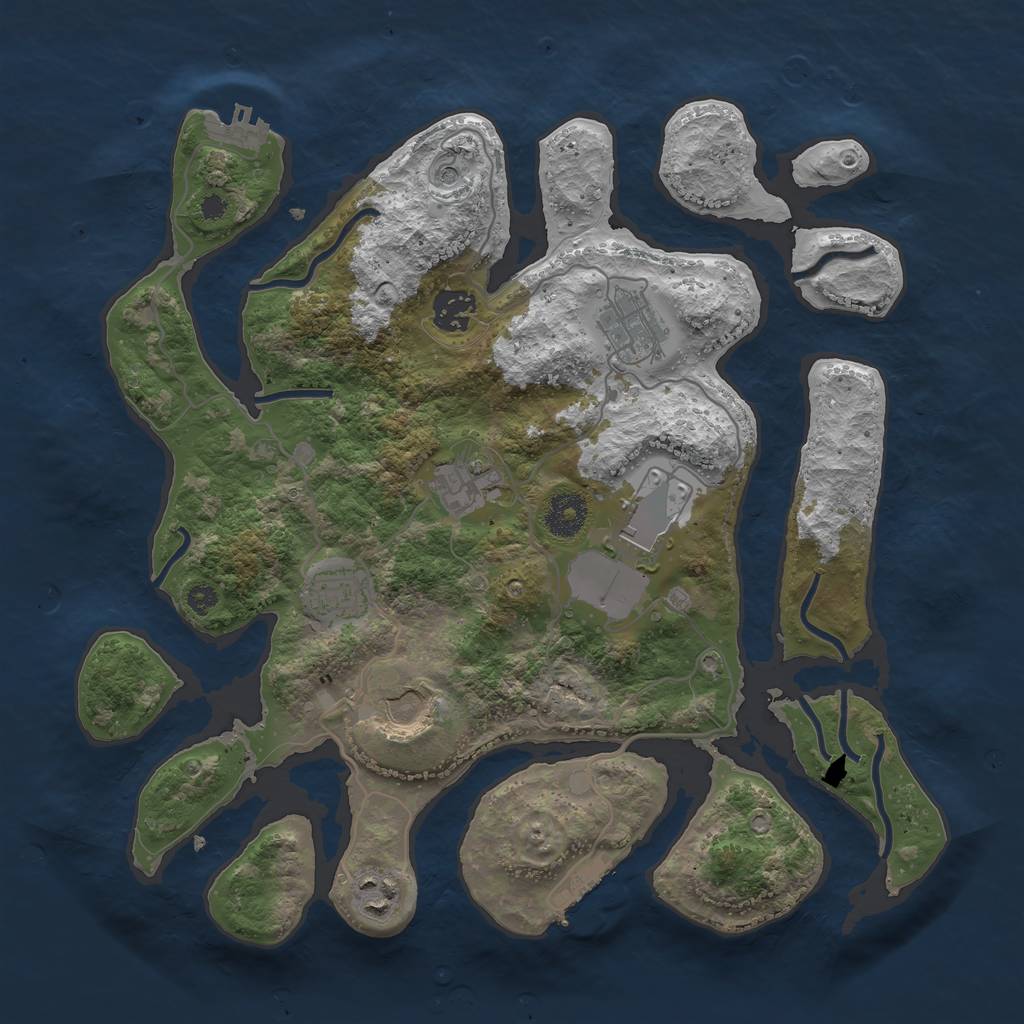 Rust Map: Procedural Map, Size: 3500, Seed: 53483, 12 Monuments