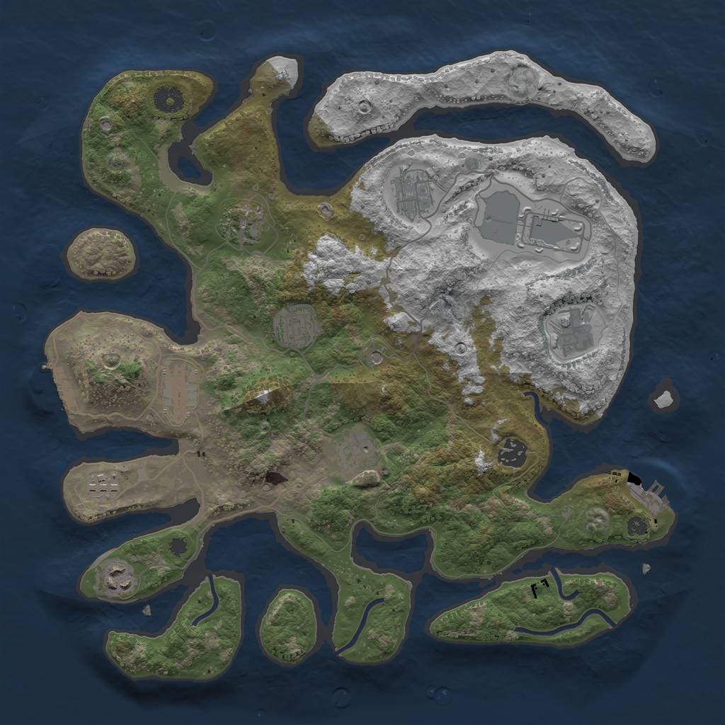 Rust Map: Procedural Map, Size: 3750, Seed: 525373128, 15 Monuments