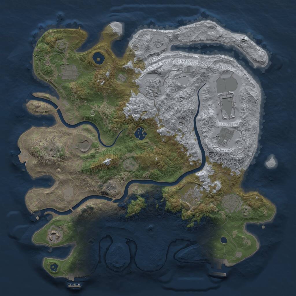 Rust Map: Procedural Map, Size: 3750, Seed: 525373128, 16 Monuments