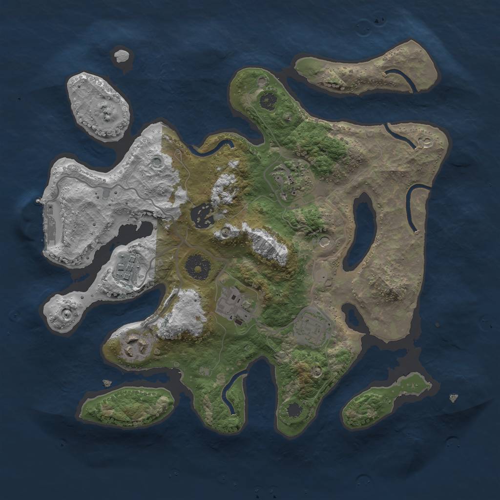 Rust Map: Procedural Map, Size: 3000, Seed: 44052253, 10 Monuments