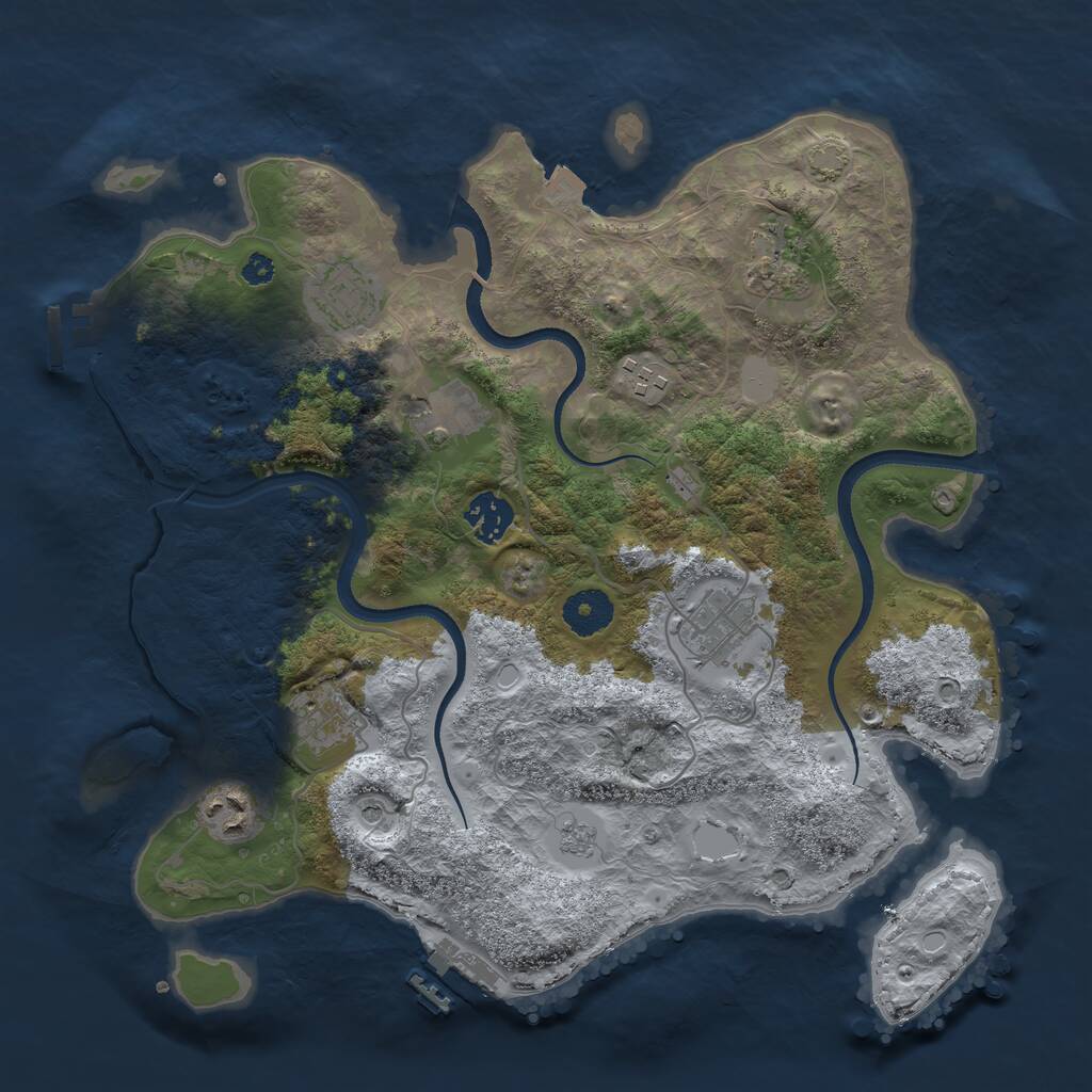Rust Map: Procedural Map, Size: 3450, Seed: 1850, 14 Monuments