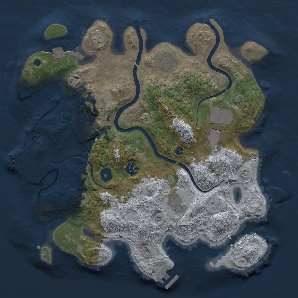 Rust Map: Procedural Map, Size: 3500, Seed: 5050, 13 Monuments