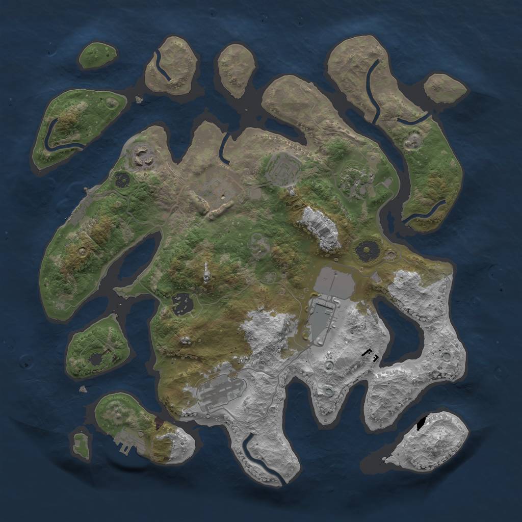 Rust Map: Procedural Map, Size: 3500, Seed: 5050, 11 Monuments