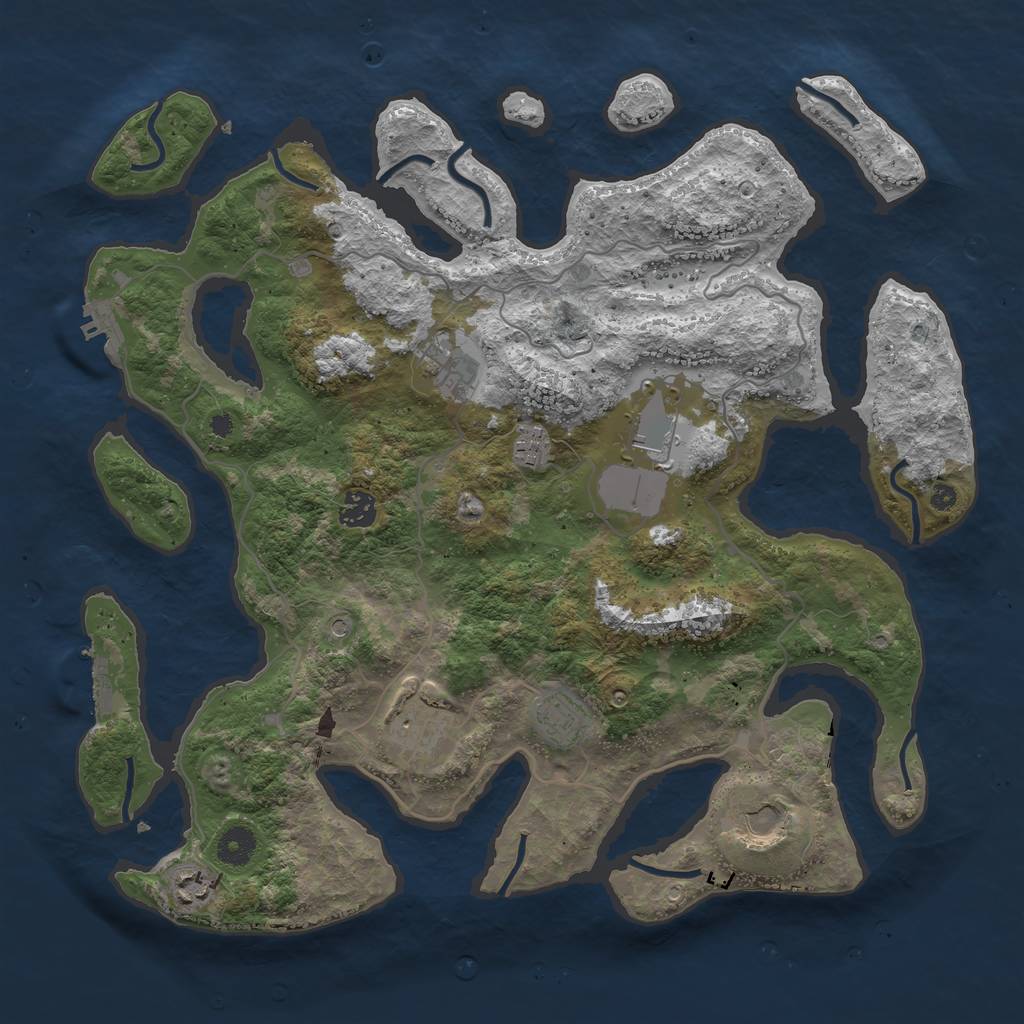 Rust Map: Procedural Map, Size: 4000, Seed: 1079384471, 13 Monuments