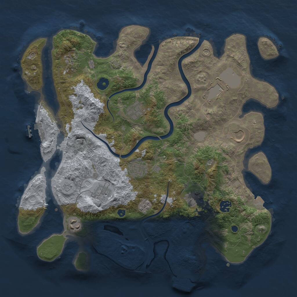 Rust Map: Procedural Map, Size: 3750, Seed: 1463046333, 16 Monuments