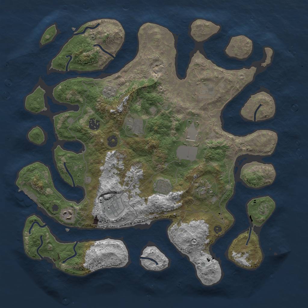 Rust Map: Procedural Map, Size: 4000, Seed: 869107124, 13 Monuments