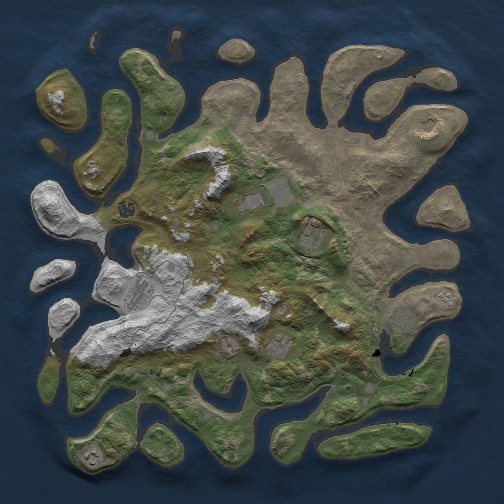 Rust Map: Barren, Size: 4500, Seed: 1909434676, 12 Monuments