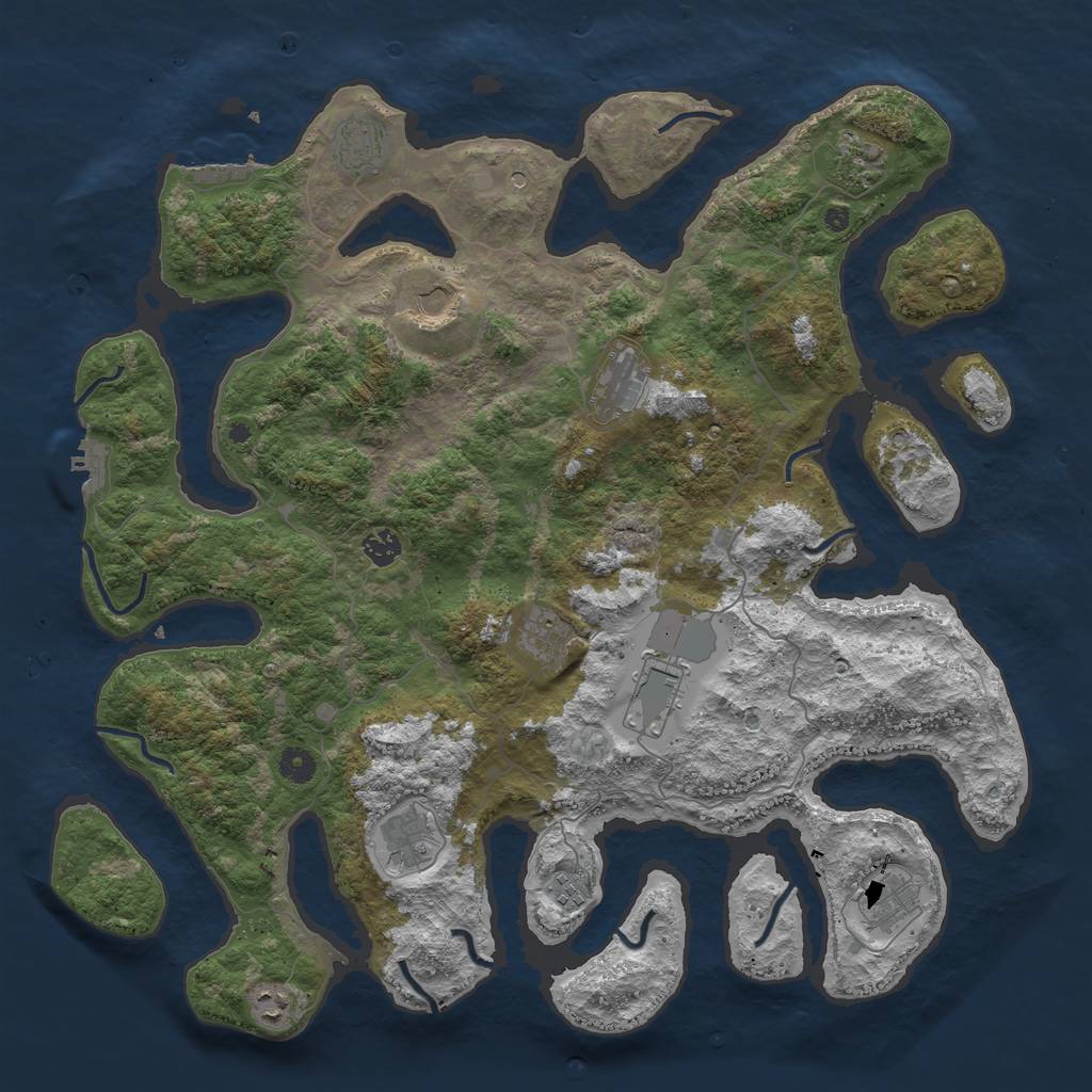 Rust Map: Procedural Map, Size: 4500, Seed: 1026072653, 16 Monuments