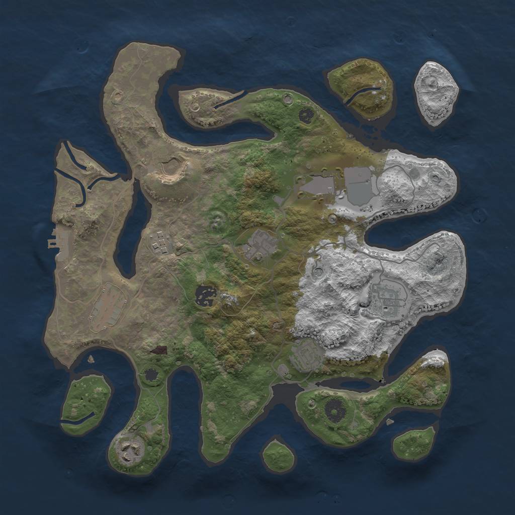 Rust Map: Procedural Map, Size: 3500, Seed: 1023856, 13 Monuments