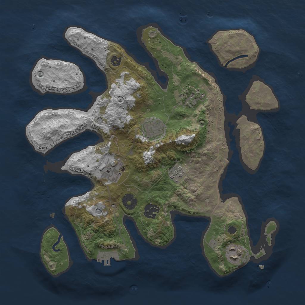 Rust Map: Procedural Map, Size: 3000, Seed: 4245, 10 Monuments