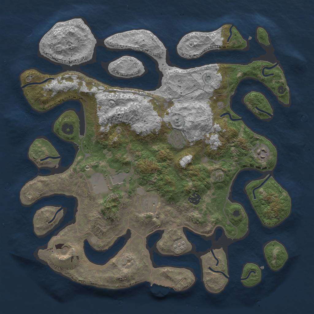 Rust Map: Procedural Map, Size: 4000, Seed: 408471100, 11 Monuments