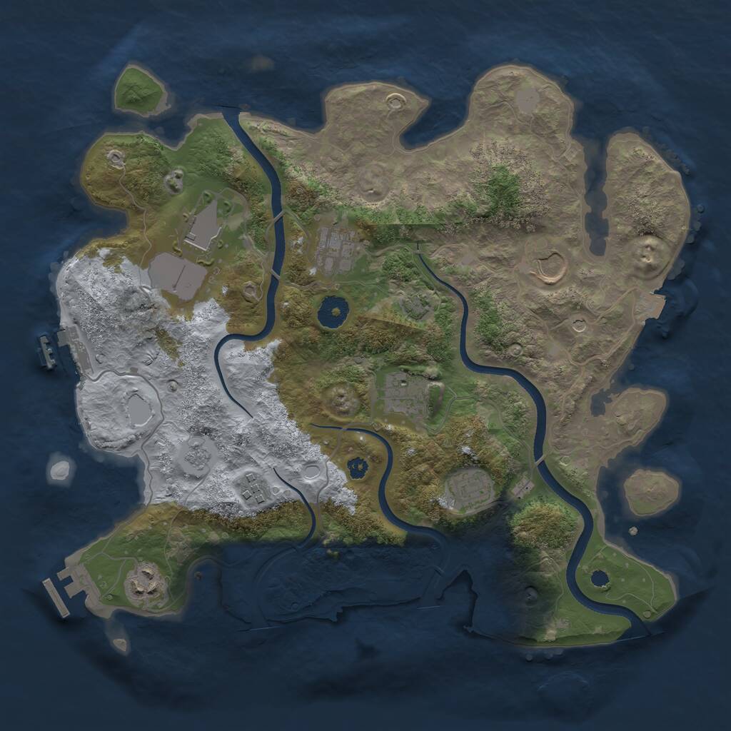 Rust Map: Procedural Map, Size: 3500, Seed: 1683085081, 13 Monuments