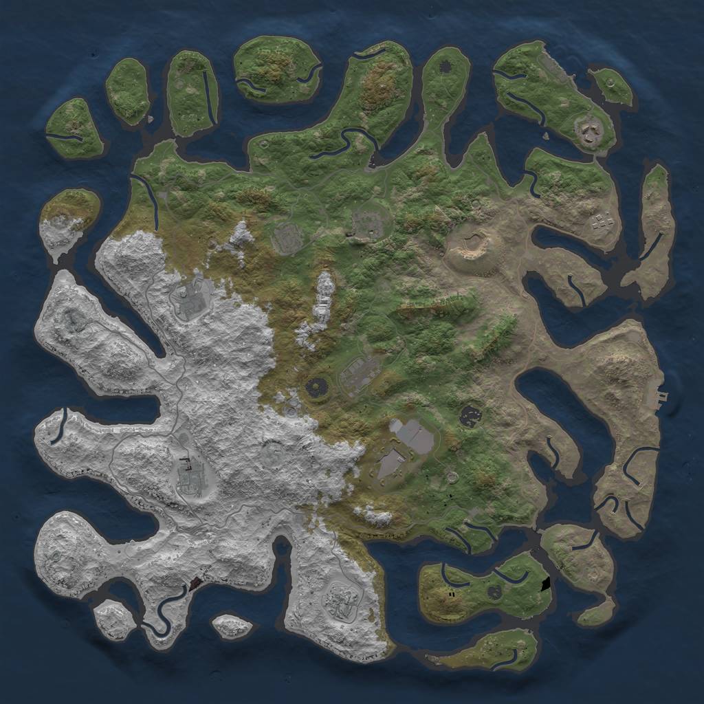 Rust Map: Procedural Map, Size: 5000, Seed: 615068426, 16 Monuments