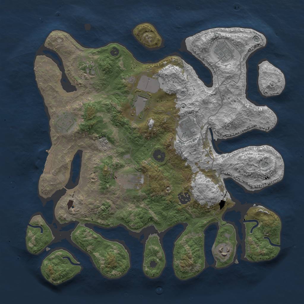 Rust Map: Procedural Map, Size: 3700, Seed: 352100, 13 Monuments