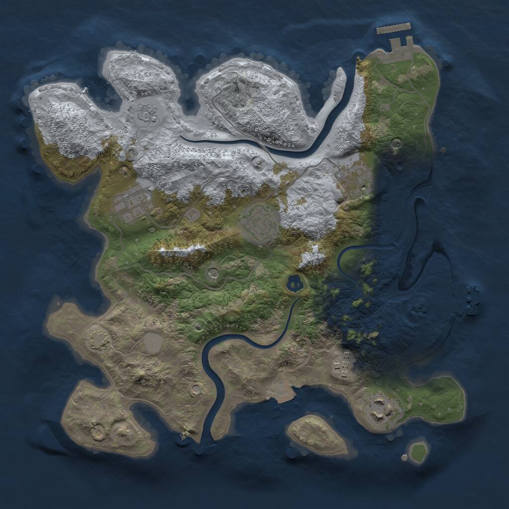 Rust Map: Procedural Map, Size: 3000, Seed: 1320715384, 11 Monuments