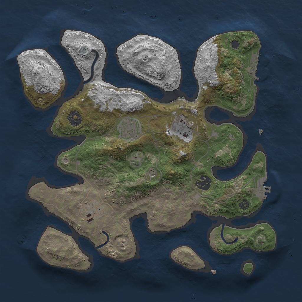 Rust Map: Procedural Map, Size: 3000, Seed: 1320715384, 9 Monuments