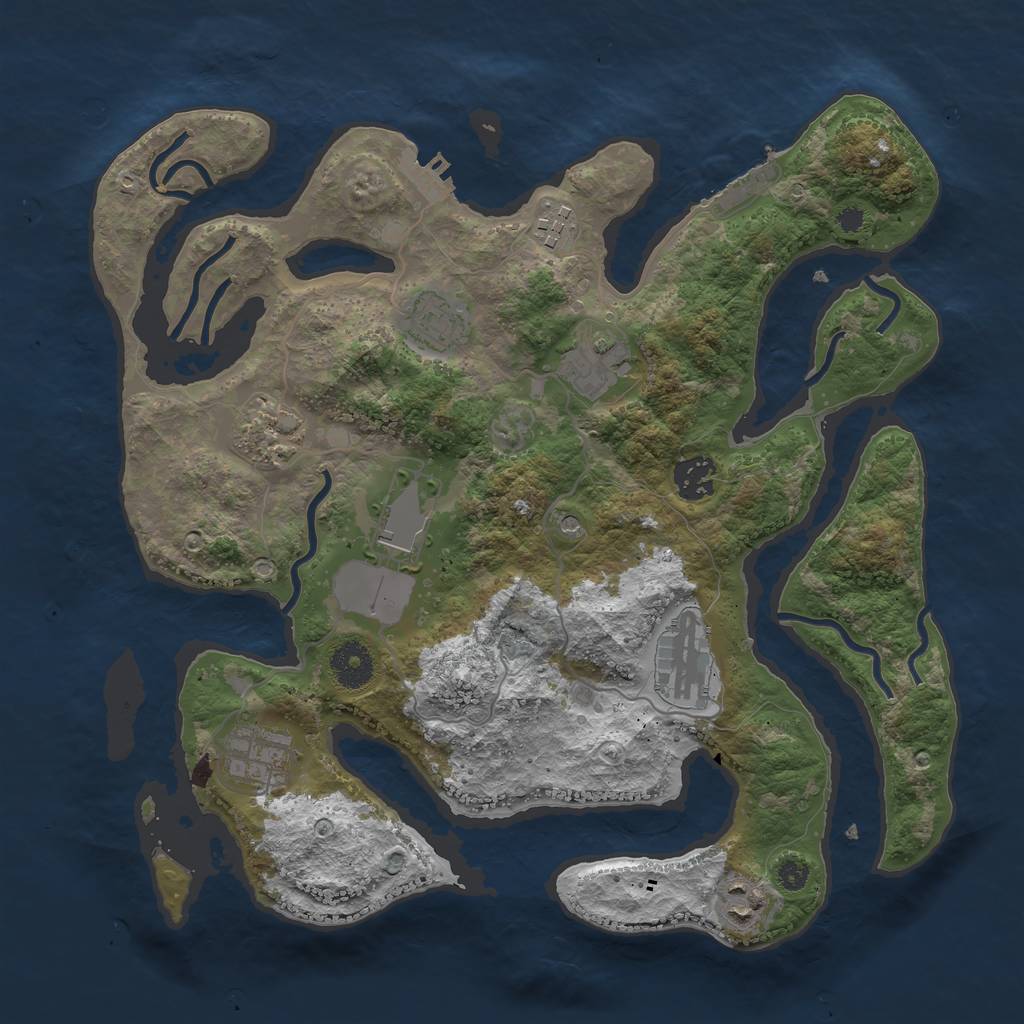 Rust Map: Procedural Map, Size: 3501, Seed: 646356684, 14 Monuments