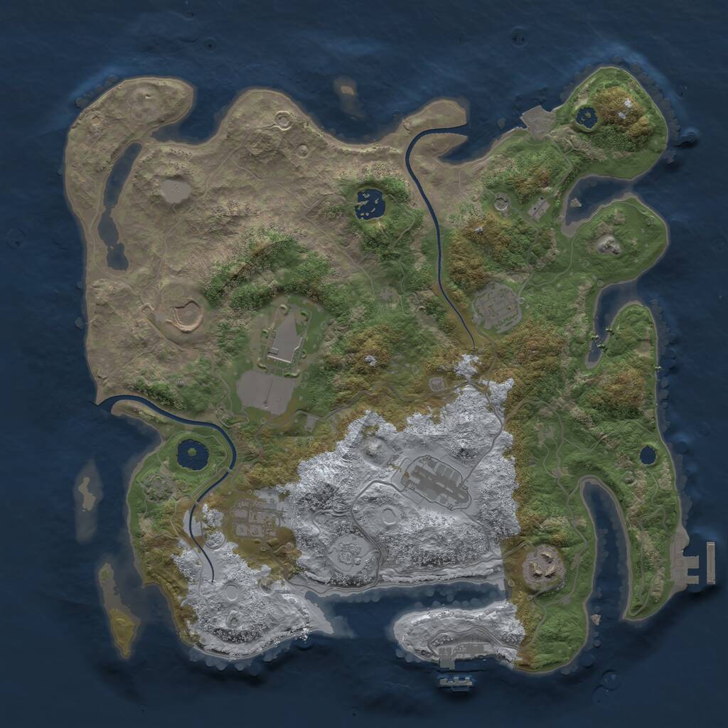 Rust Map: Procedural Map, Size: 3501, Seed: 646356684, 13 Monuments