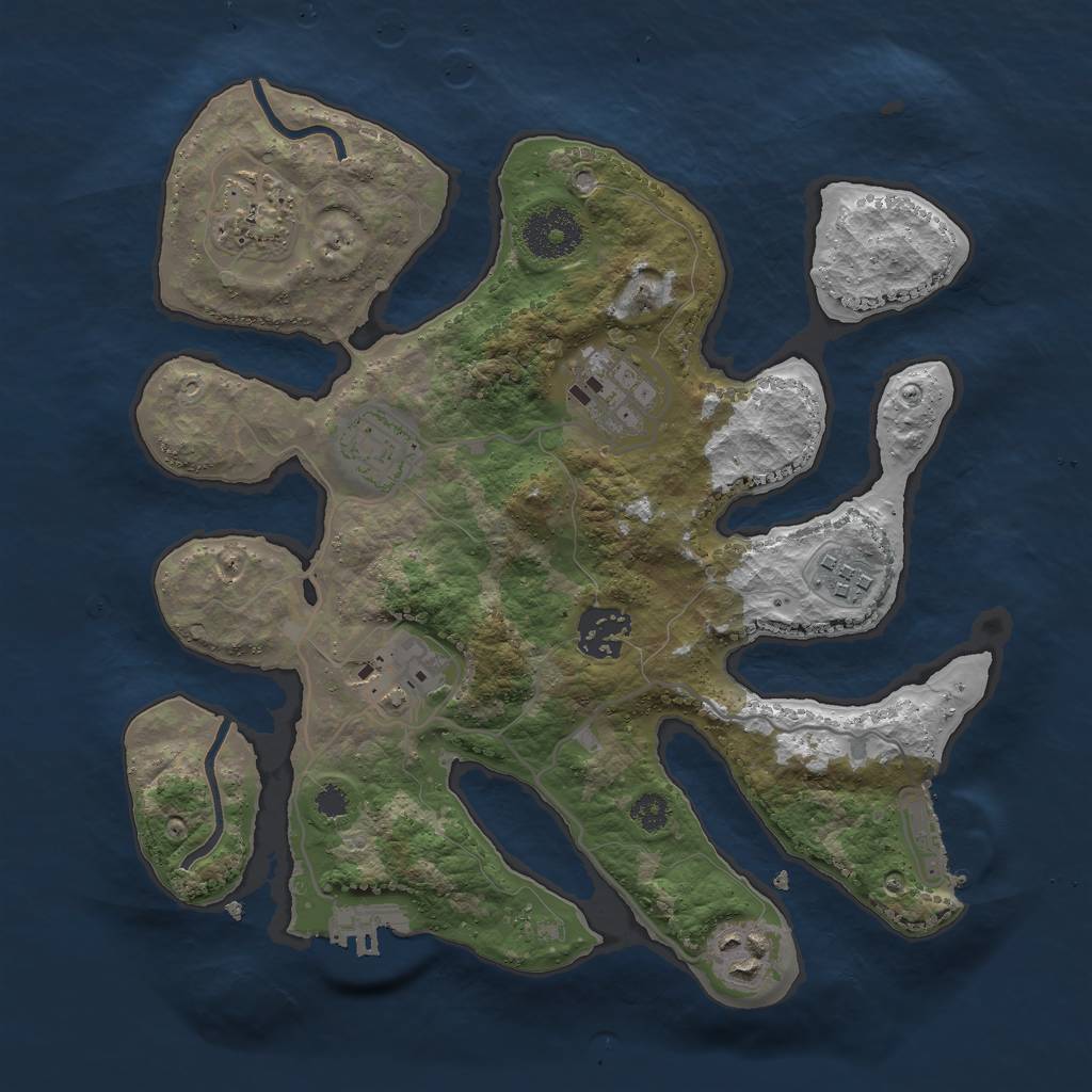 Rust Map: Procedural Map, Size: 3000, Seed: 1723731267, 11 Monuments