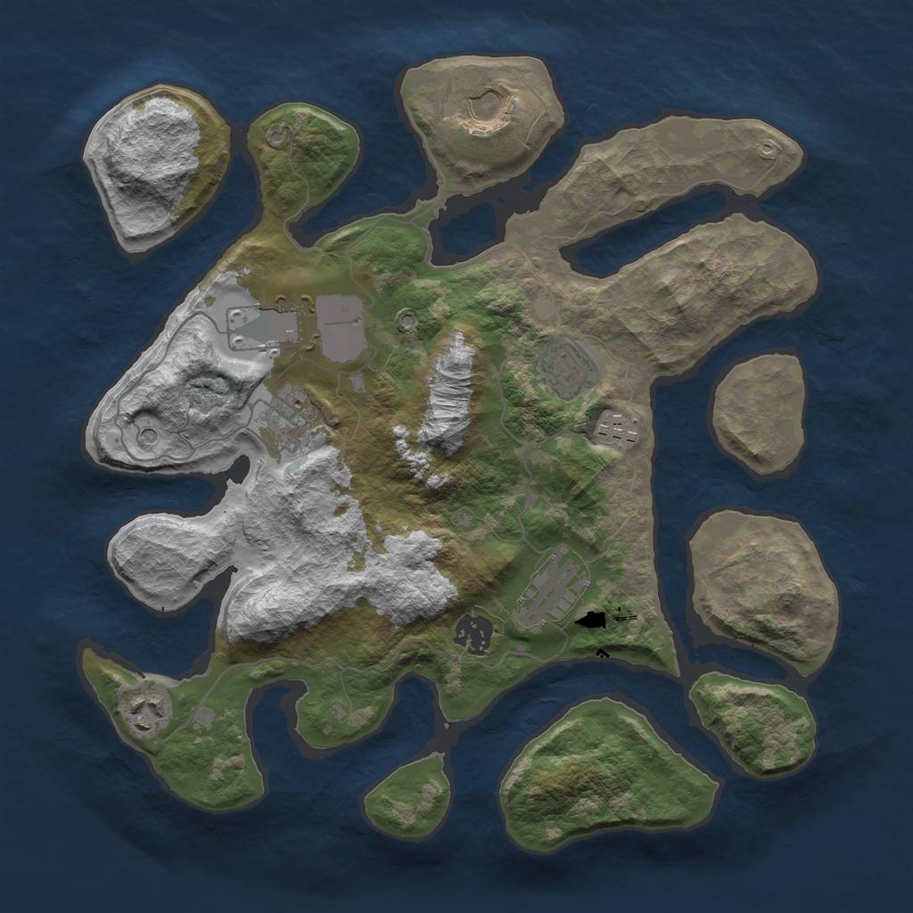 Rust Map: Barren, Size: 3500, Seed: 112919757, 11 Monuments