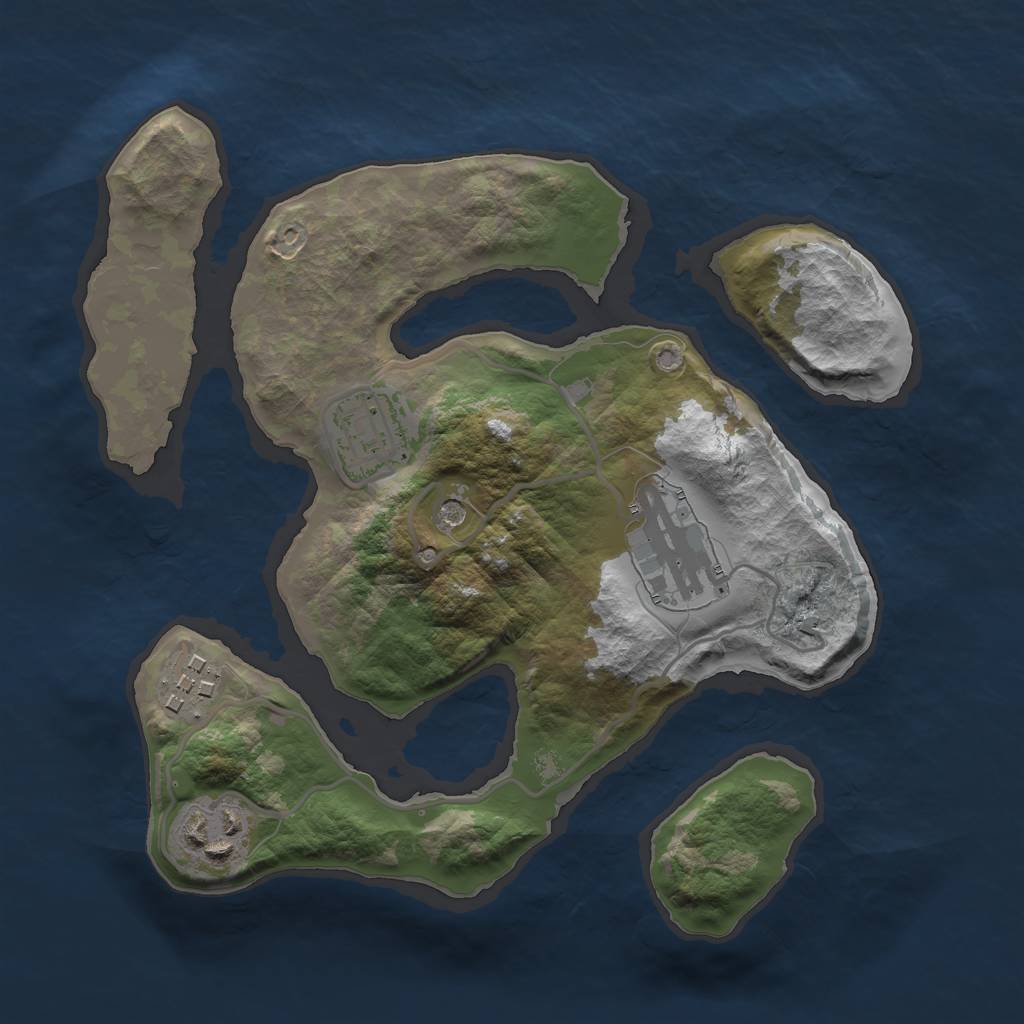 Rust Map: Barren, Size: 2500, Seed: 997455, 7 Monuments