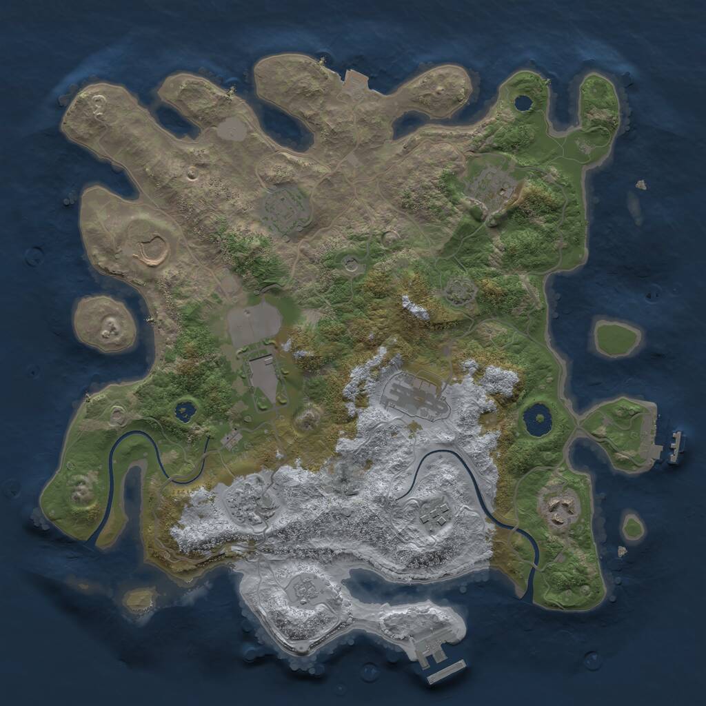 Rust Map: Procedural Map, Size: 3500, Seed: 990011, 14 Monuments