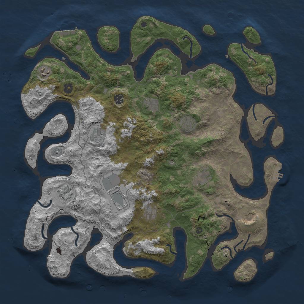 Rust Map: Procedural Map, Size: 4500, Seed: 863209524, 16 Monuments