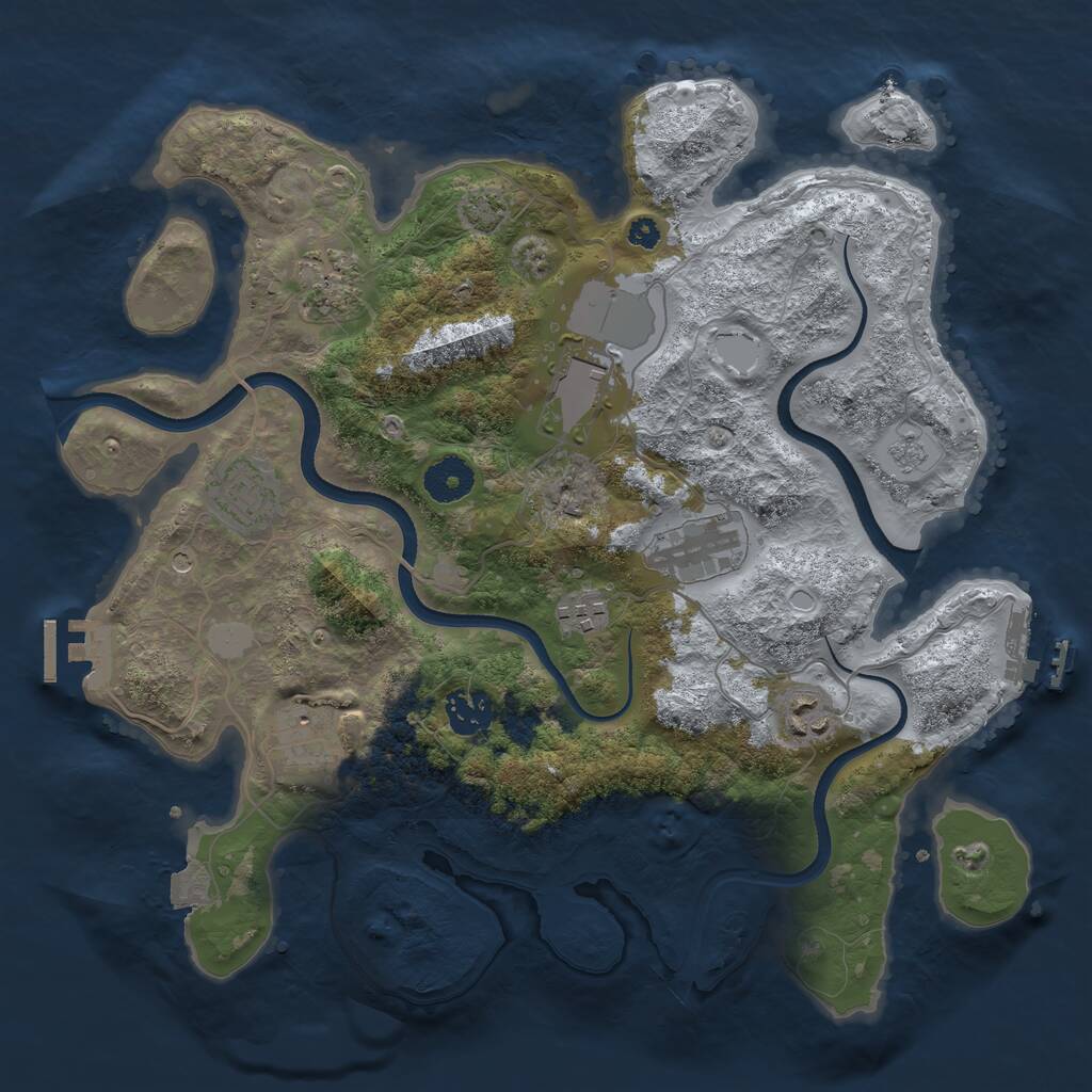 Rust Map: Procedural Map, Size: 3500, Seed: 721360244, 14 Monuments