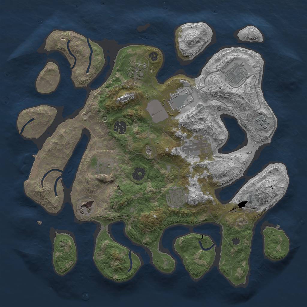 Rust Map: Procedural Map, Size: 3500, Seed: 721360244, 13 Monuments