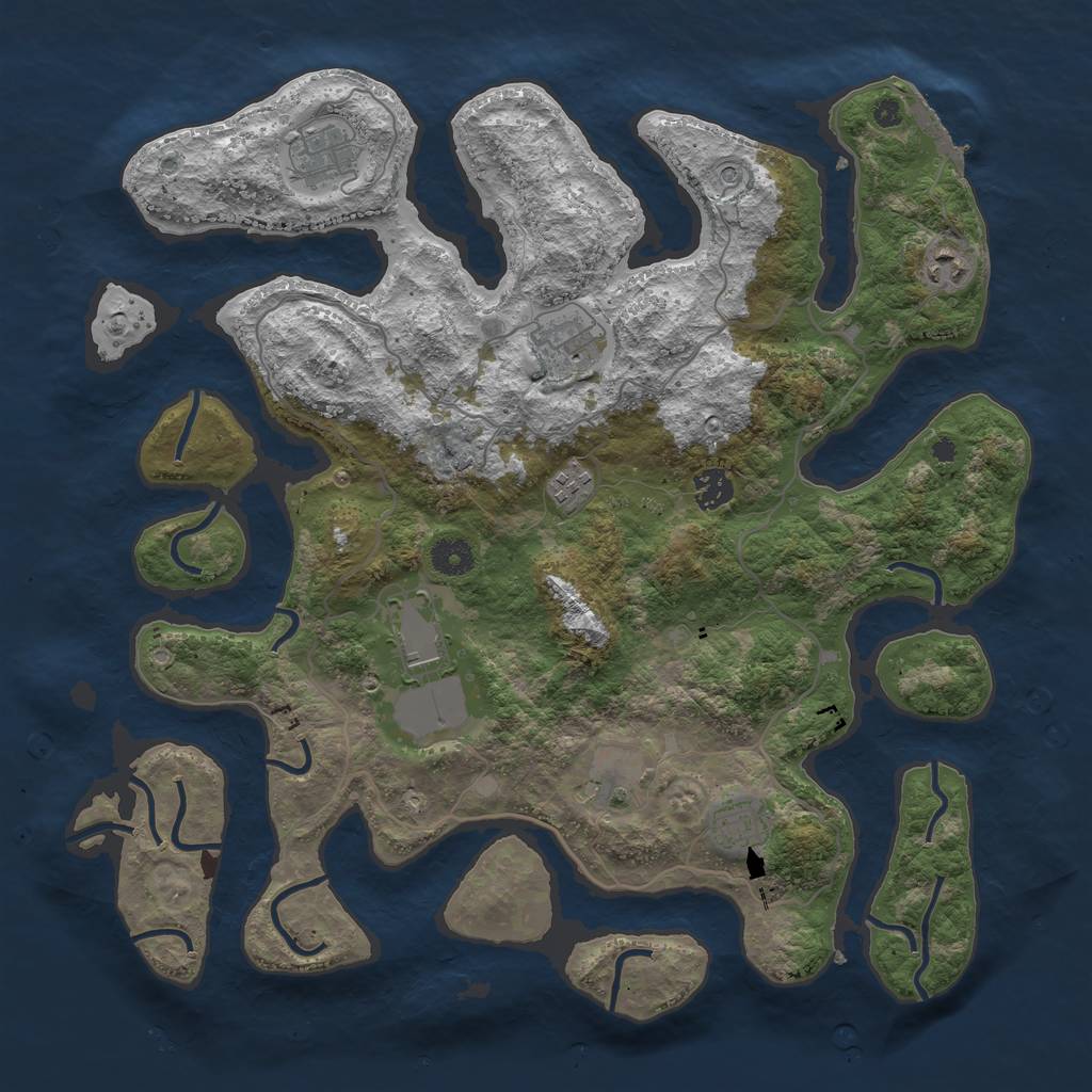 Rust Map: Procedural Map, Size: 4000, Seed: 1053854885, 12 Monuments