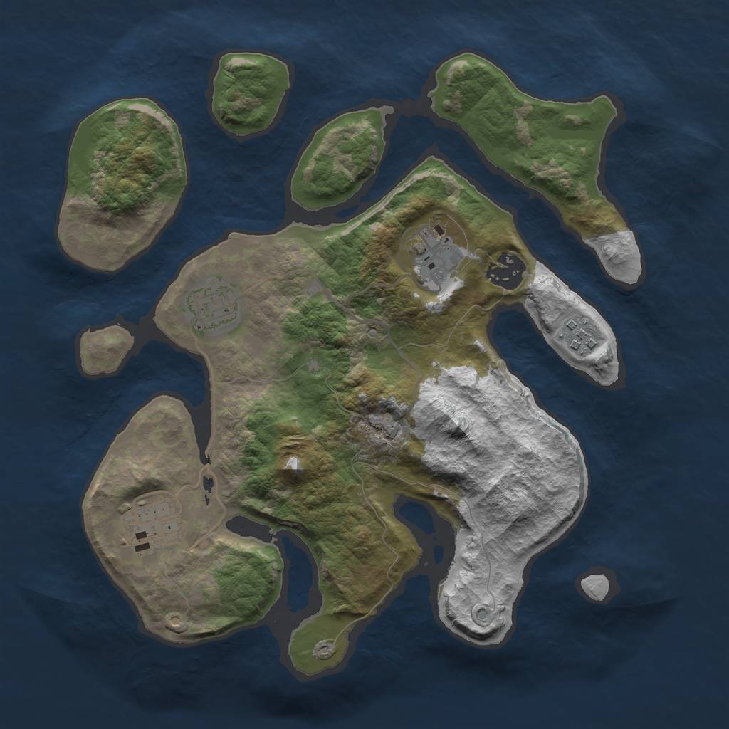 Rust Map: Barren, Size: 3000, Seed: 833789827, 7 Monuments