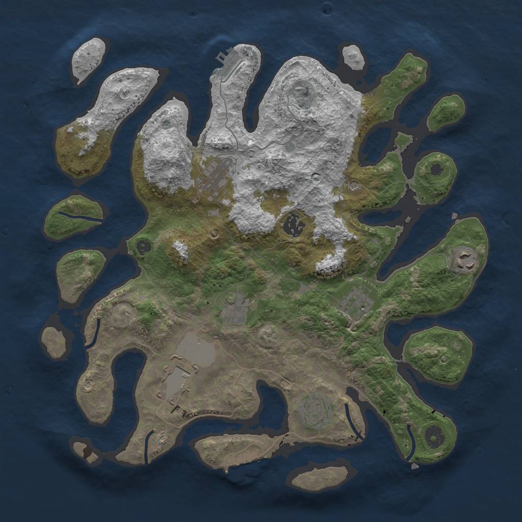 Rust Map: Procedural Map, Size: 3700, Seed: 3030, 12 Monuments