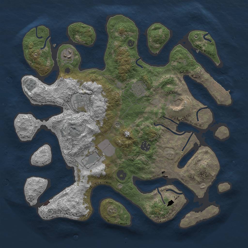 Rust Map: Procedural Map, Size: 3750, Seed: 649713, 11 Monuments