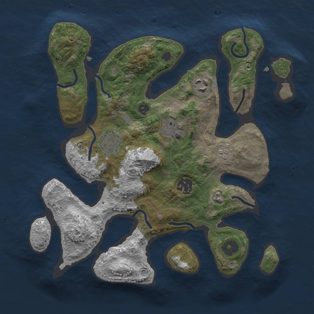 Rust Map: Procedural Map, Size: 3000, Seed: 167864130, 7 Monuments