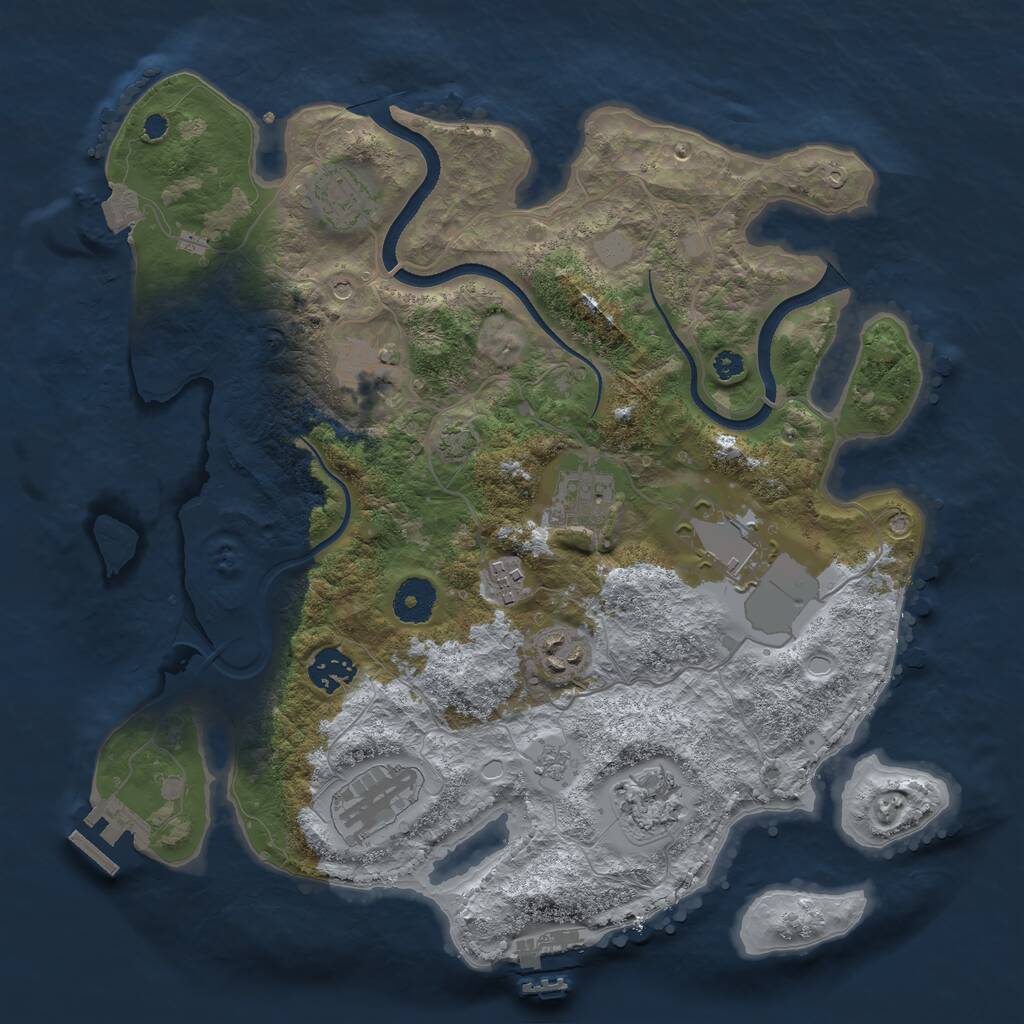 Rust Map: Procedural Map, Size: 3500, Seed: 429256267, 15 Monuments