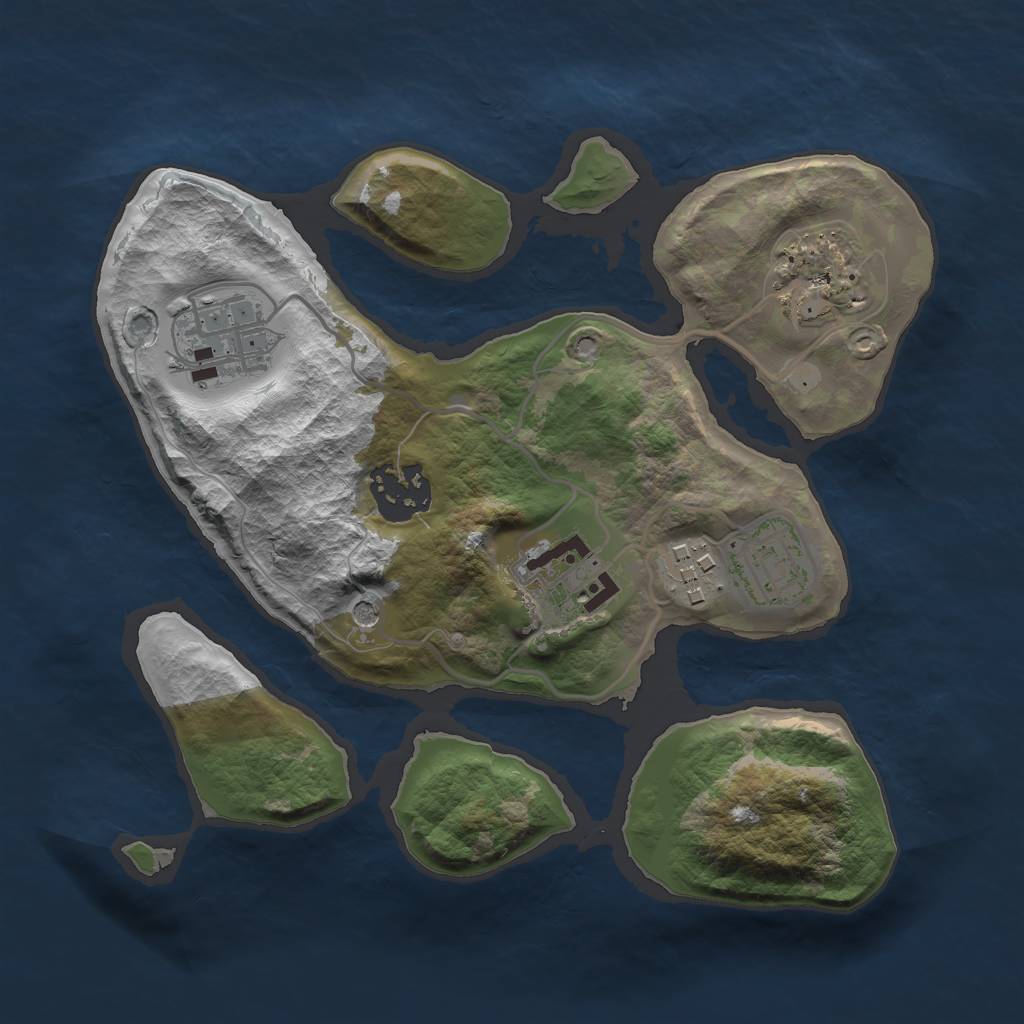 Rust Map: Barren, Size: 2500, Seed: 326060916, 9 Monuments