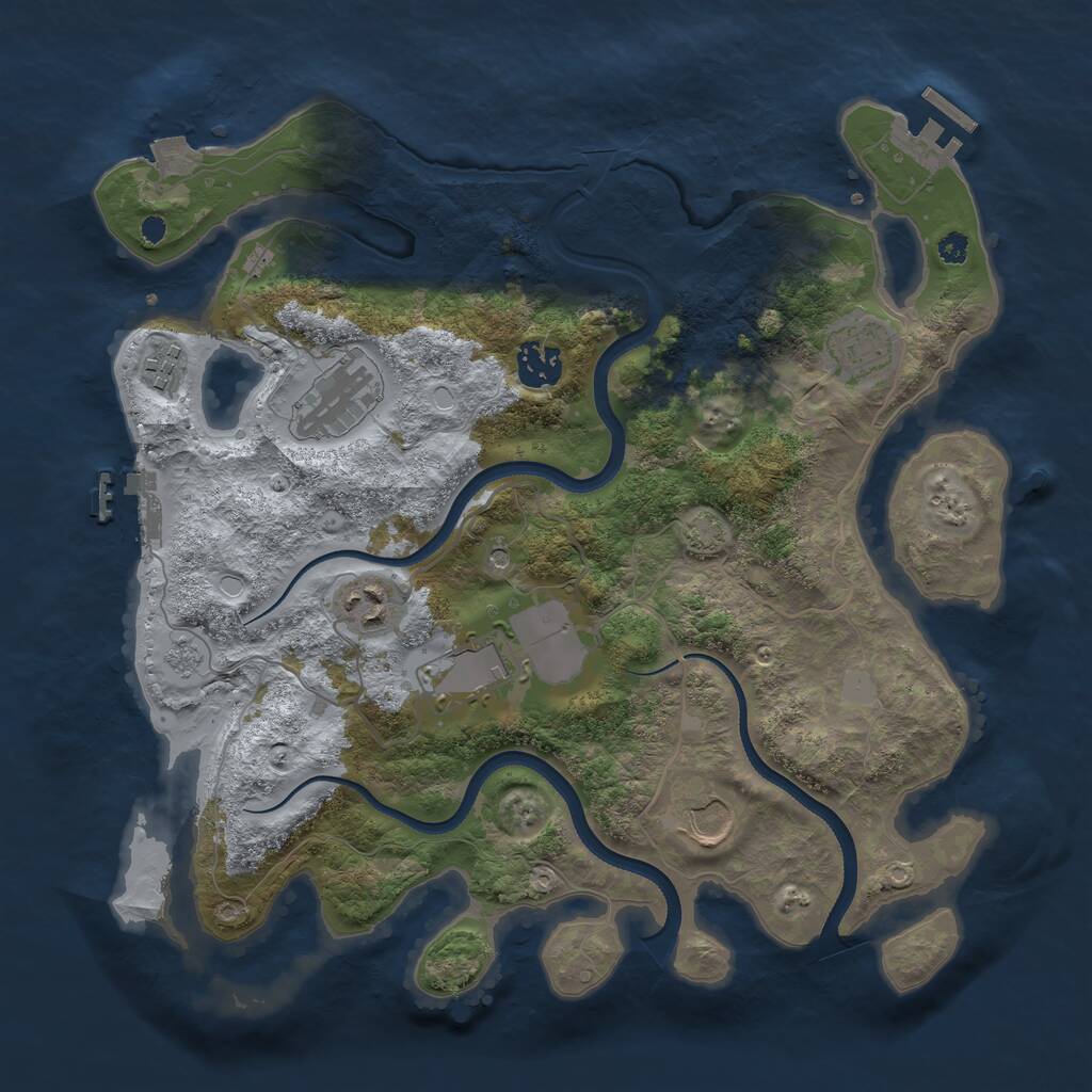 Rust Map: Procedural Map, Size: 3500, Seed: 701894270, 13 Monuments