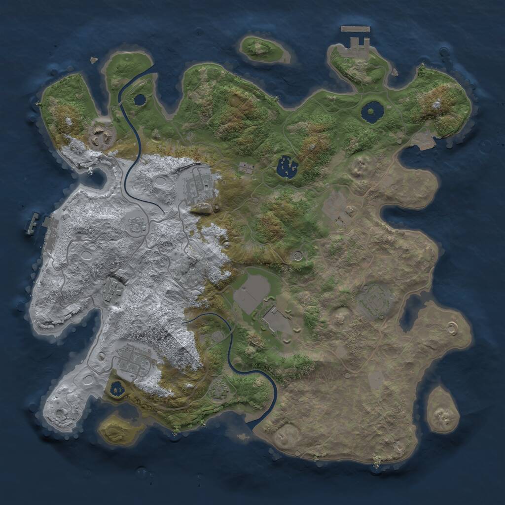 Rust Map: Procedural Map, Size: 3500, Seed: 1805736398, 14 Monuments