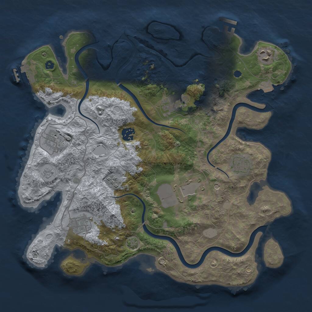 Rust Map: Procedural Map, Size: 3500, Seed: 1805736398, 14 Monuments